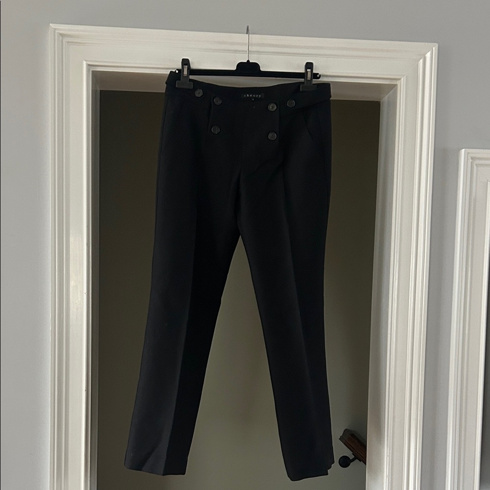 Theory Women’s Elegant Black Dress Wool Pants